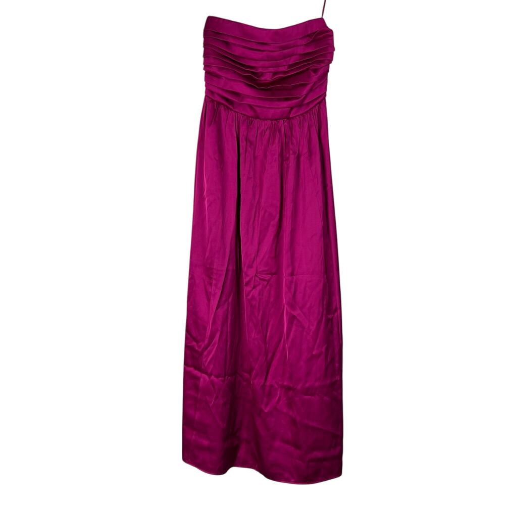 Abercrombie Emerson Ruched Strapless Pink Magenta Midi Dress NWT - Picture 4 of 10